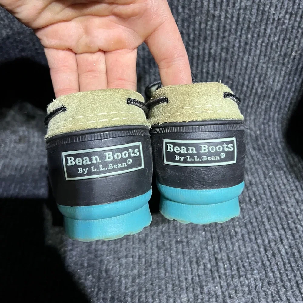 LL Bean Duck Boots Women 8 Black Green Turquoise Blue Moccasin Rain Shoes Maine